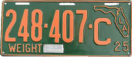 Florida 1925 YOM Plate