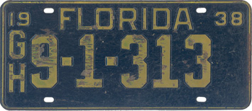 Florida 1938 YOM Plate