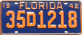 Florida 1942 YOM Plate