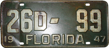 Florida 1947 YOM Plate