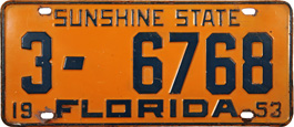 Florida 1953 YOM Plate