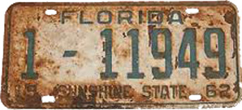 Florida 1962 YOM Plate